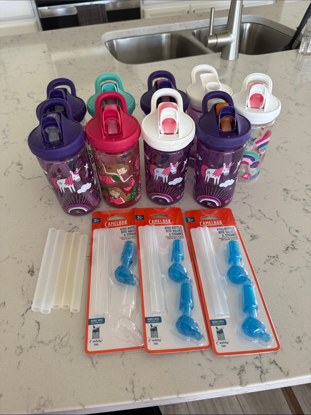 CamelBak Kids Water Bottle and valve/straw large bundle of 9